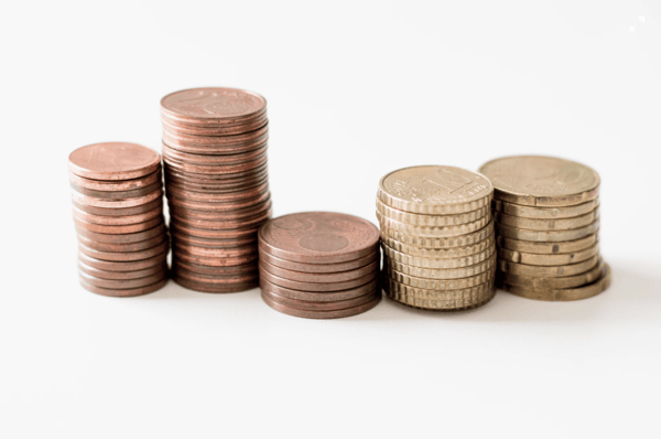 stacked coins different heights
