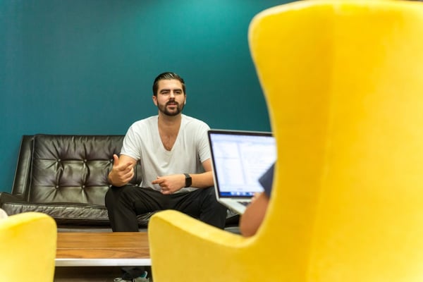 Man pitching a startup