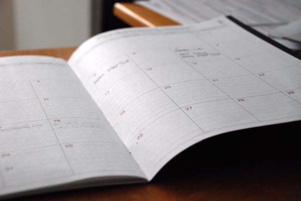 white printer paper calendar