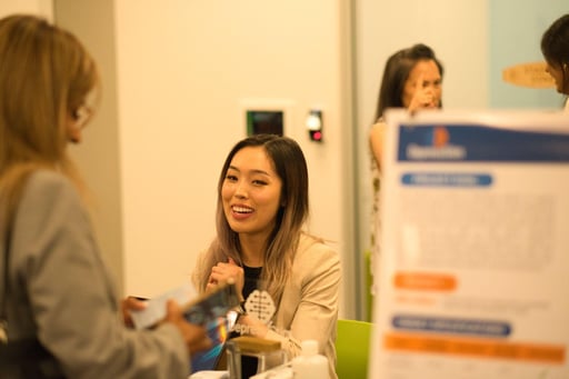 woman talking at internship event