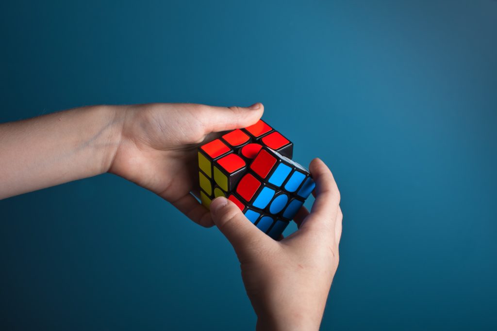 rubik cube in hands